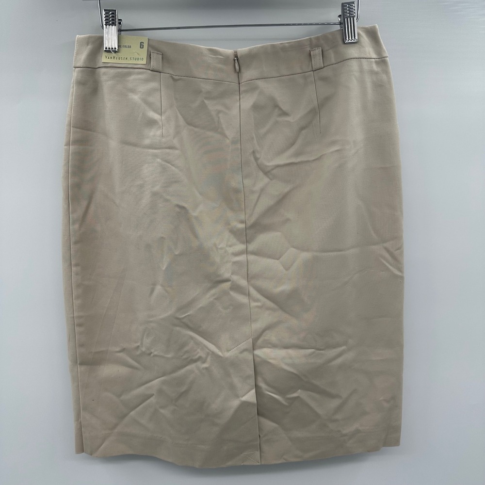 Van Heusen Studio Khaki Tan Cotton Stretch Pencil Skirt Size 6 NWT 3315 22124